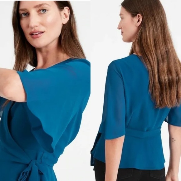 Banana Republic New With Tags Wrap Blouse In Size Medium Tall - Picture 7 of 13